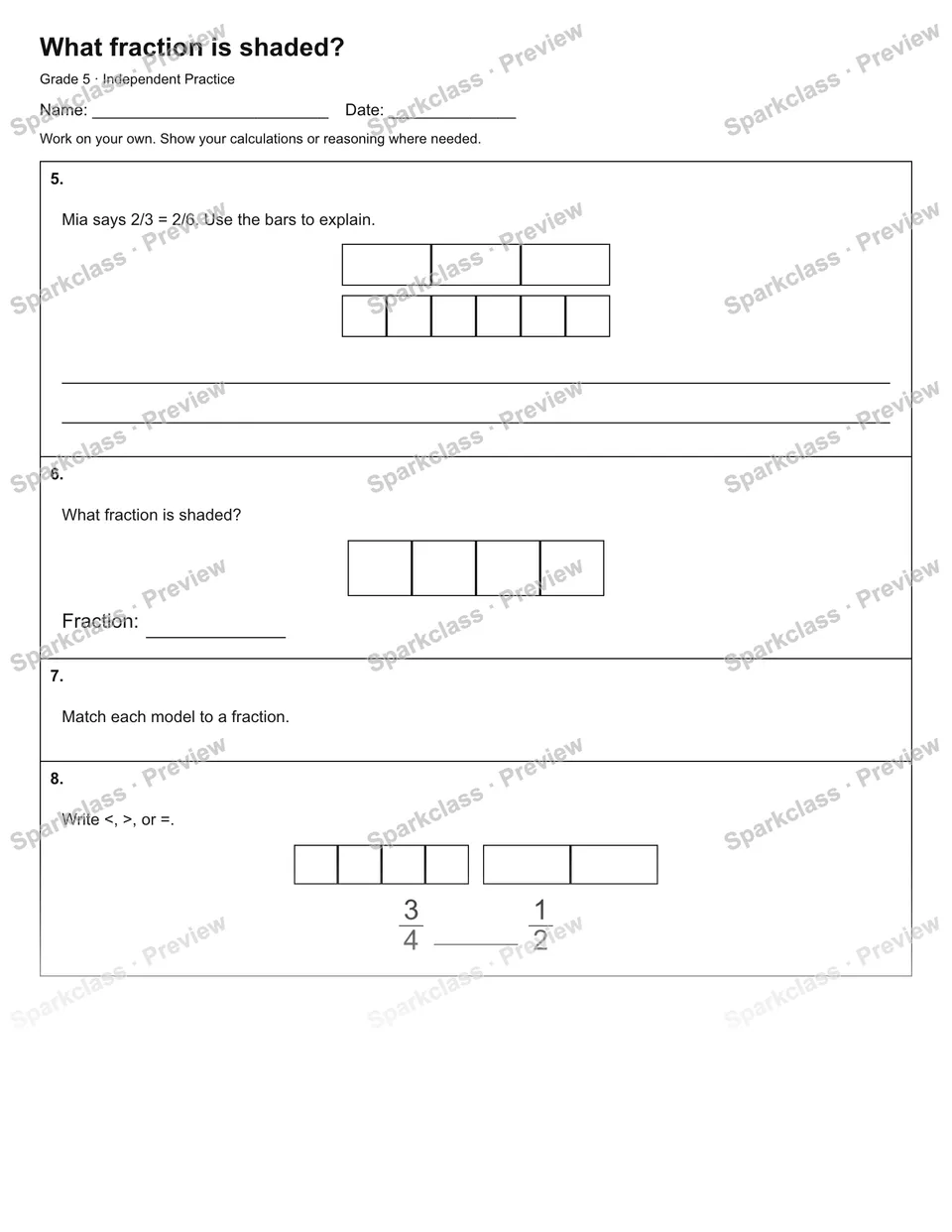 What fraction is shaded? — Independent Practice — page 2