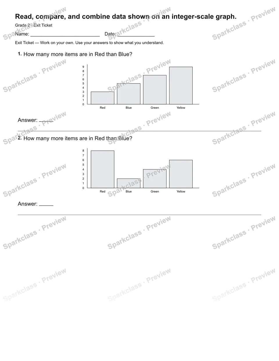 Read, compare, and combine data shown on an integer-scale graph. — Exit Ticket — page 2