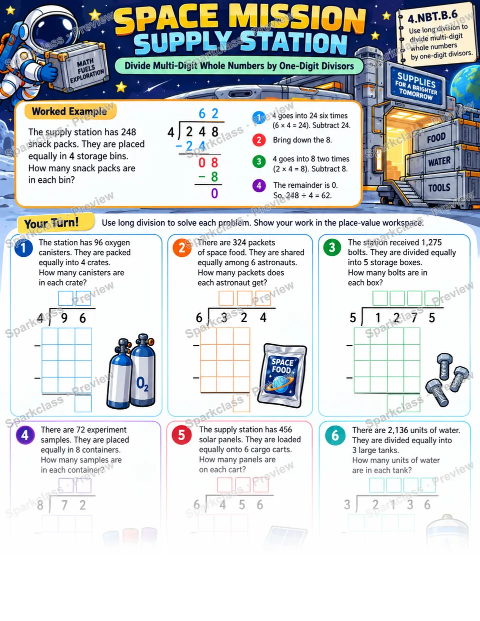 Divide With 1-Digit Divisors — Grade 4 worksheet preview