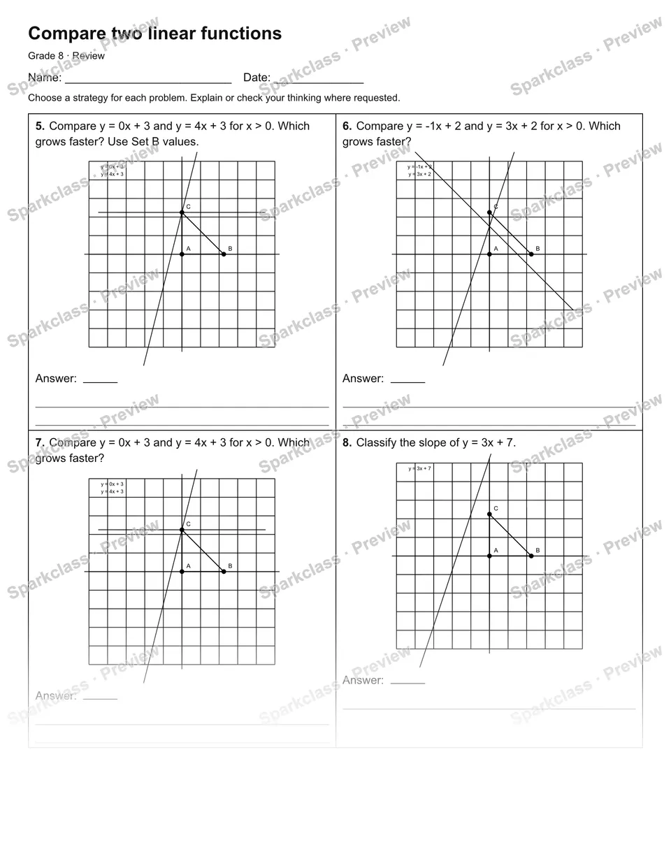 Compare two linear functions — Review — page 2