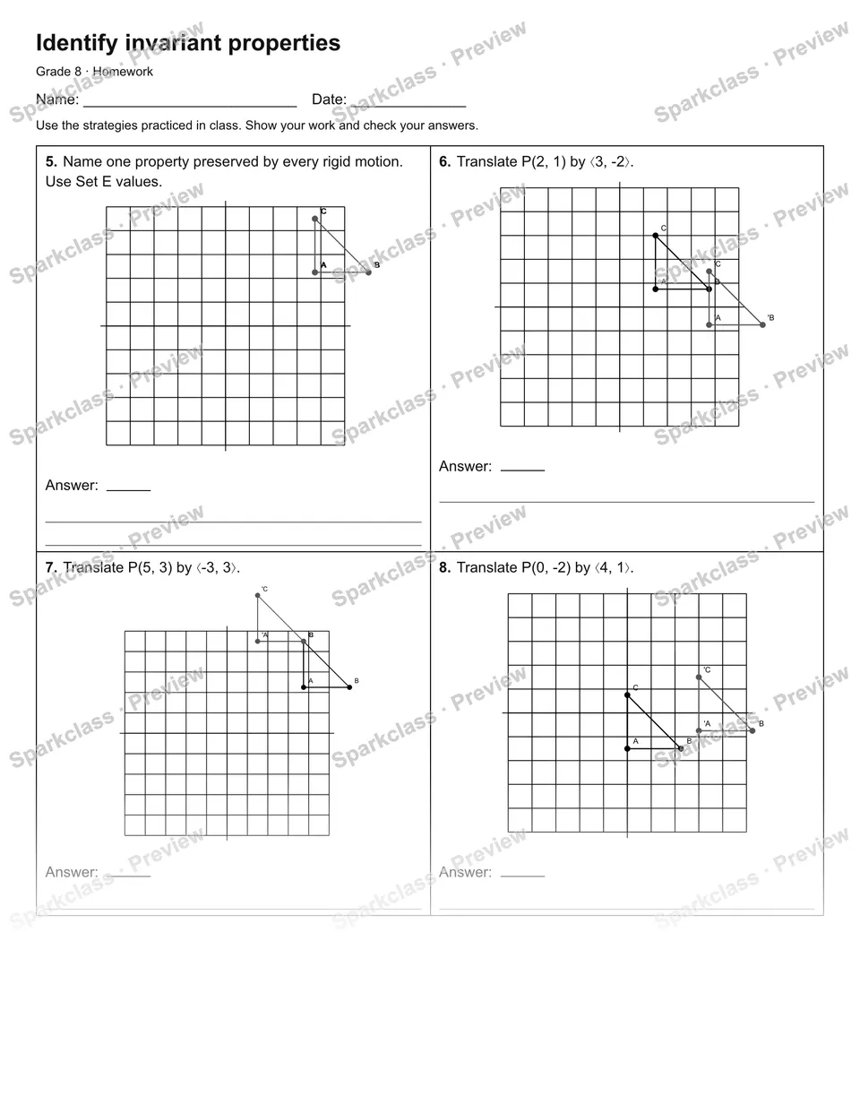 Identify invariant properties — Homework — page 2