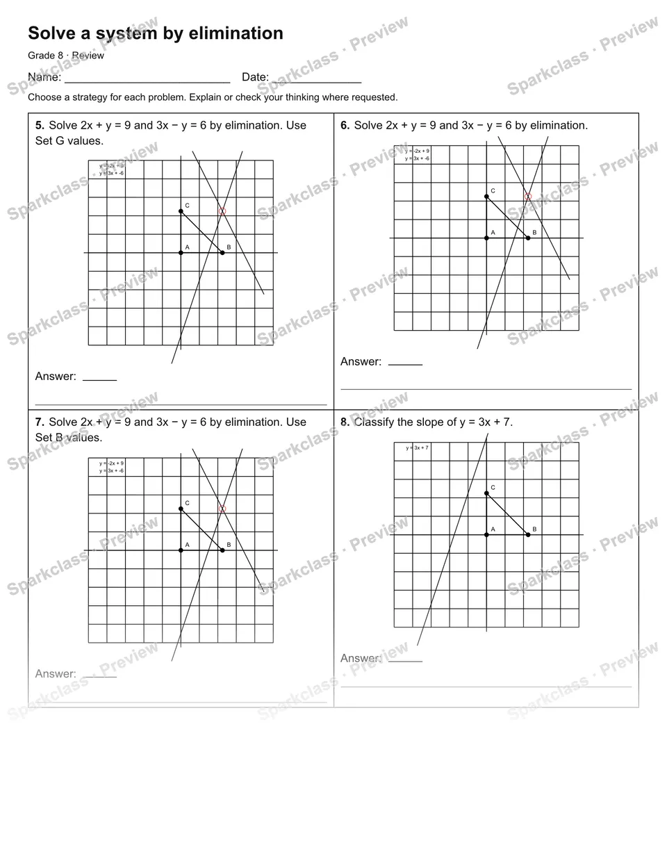 Solve a system by elimination — Review — page 2