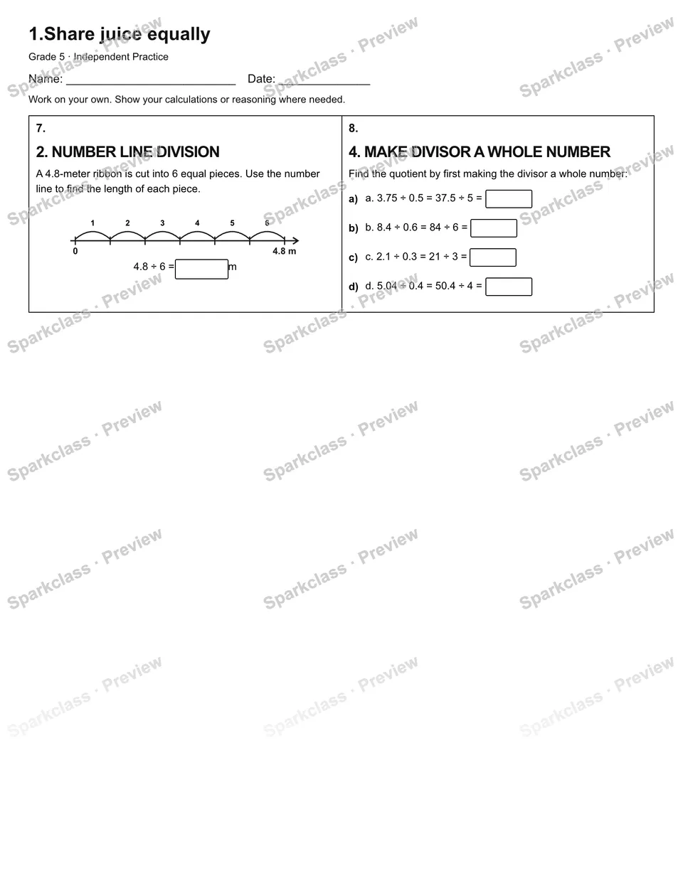 1.Share juice equally — Independent Practice — page 2