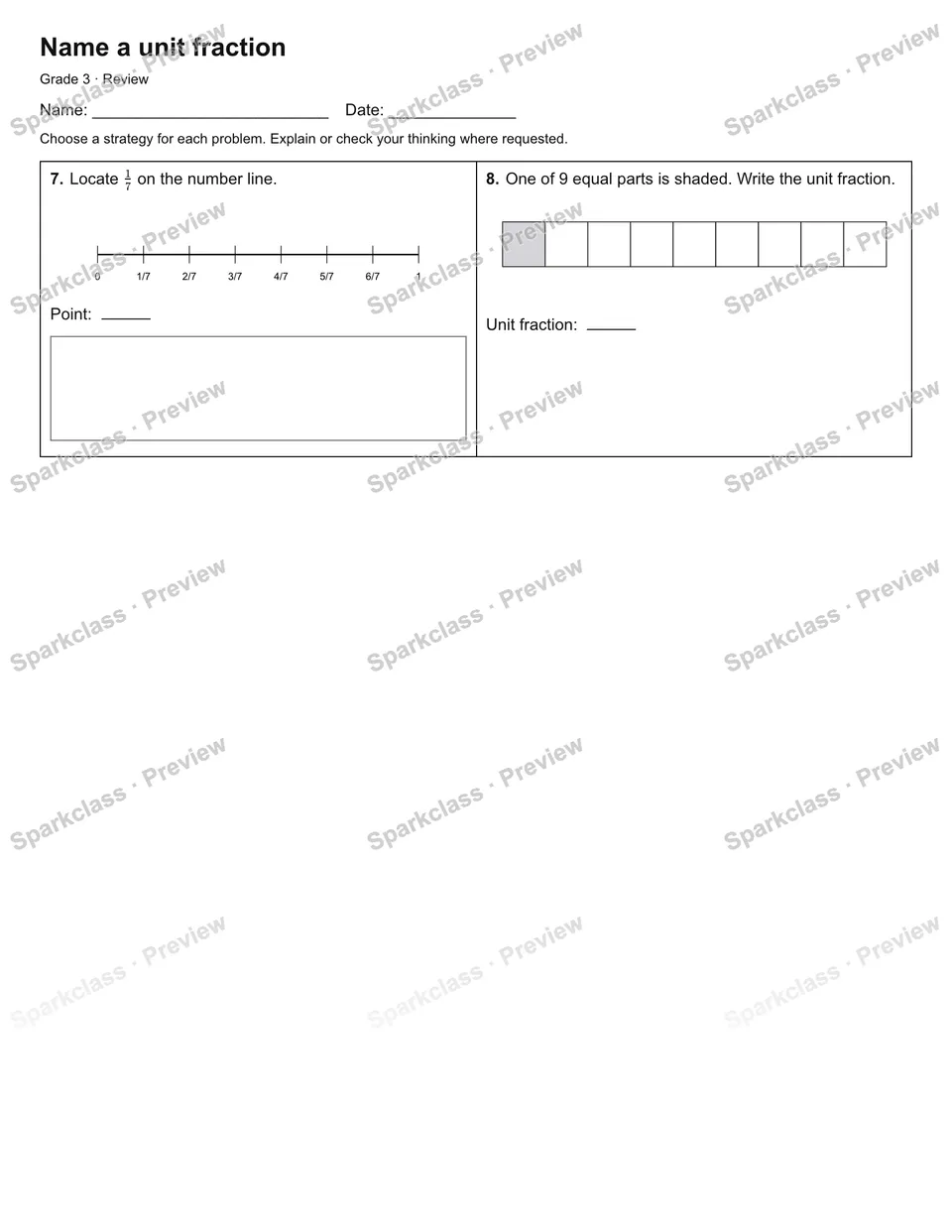 Name a unit fraction — Review — page 2