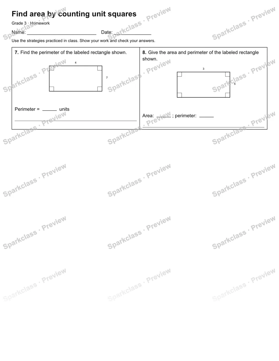 Find area by counting unit squares — Homework — page 2
