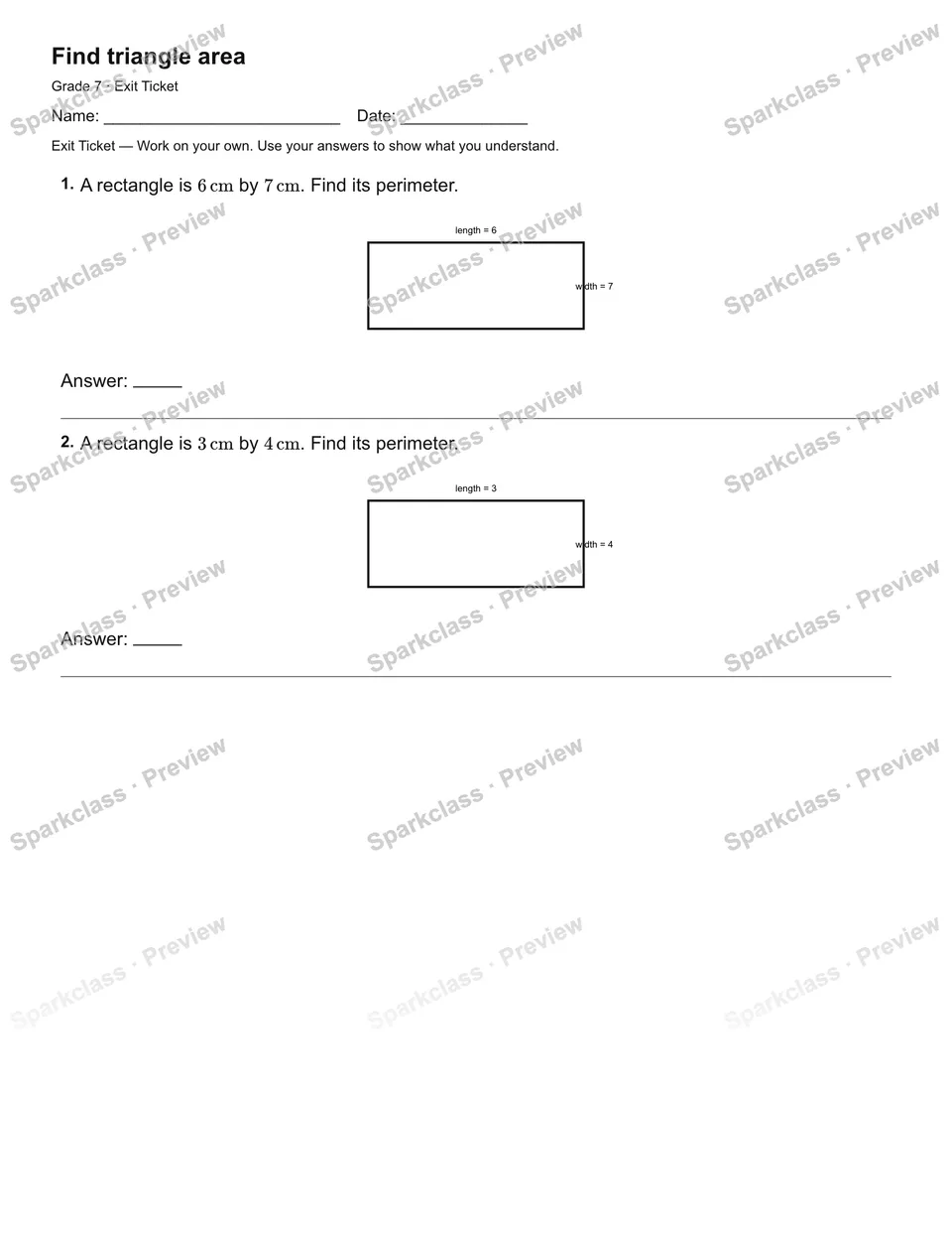 Find triangle area — Exit Ticket — page 2