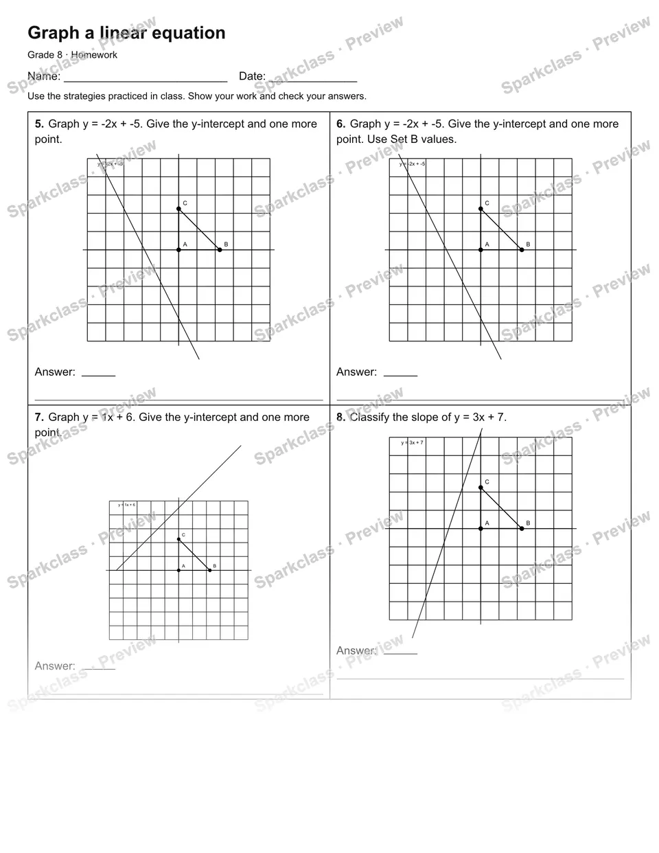 Graph a linear equation — Homework — page 2