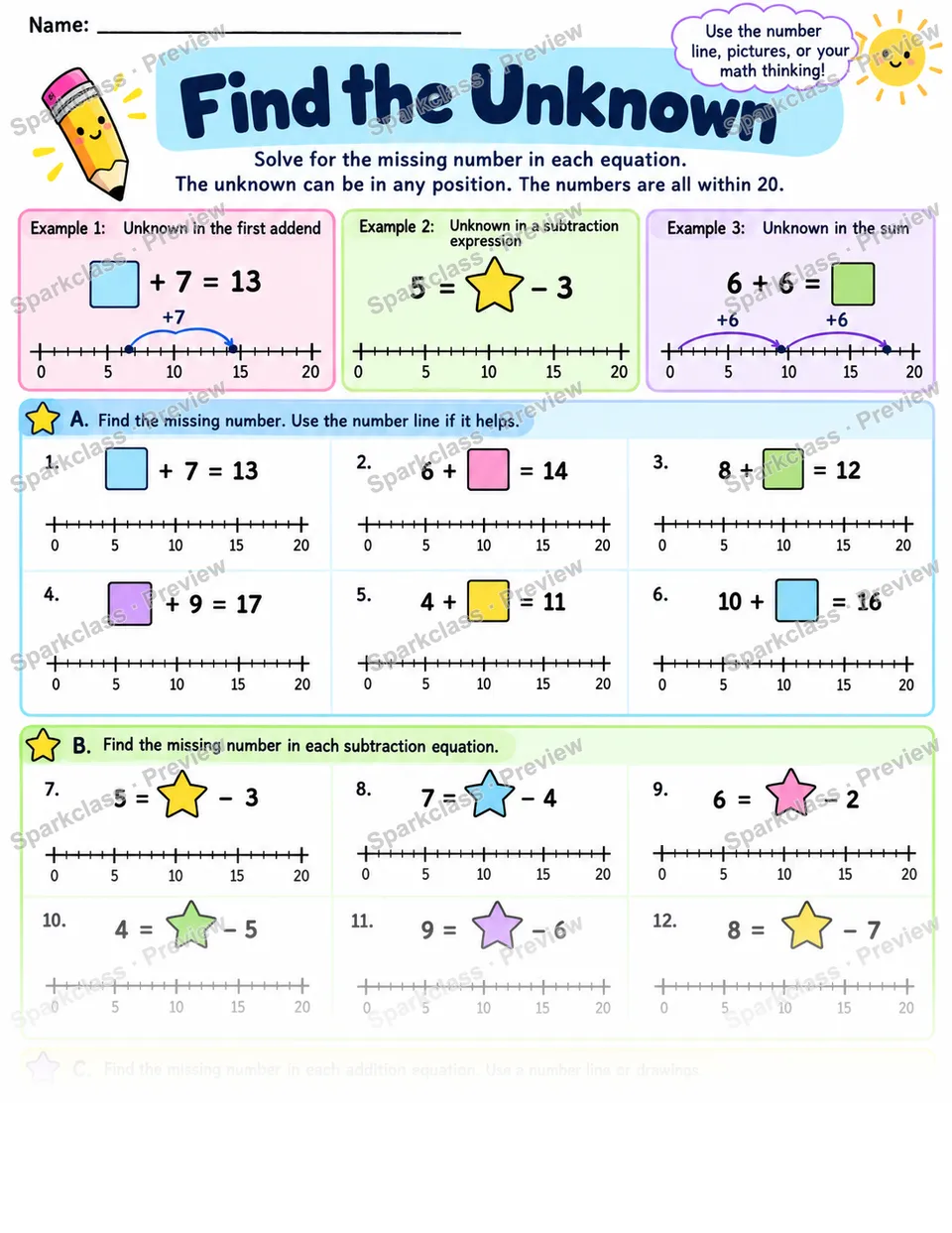Unknown All Positions — Grade 1 worksheet preview
