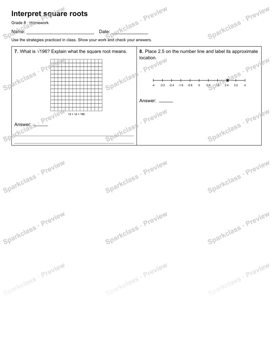 Interpret square roots — Homework — page 2