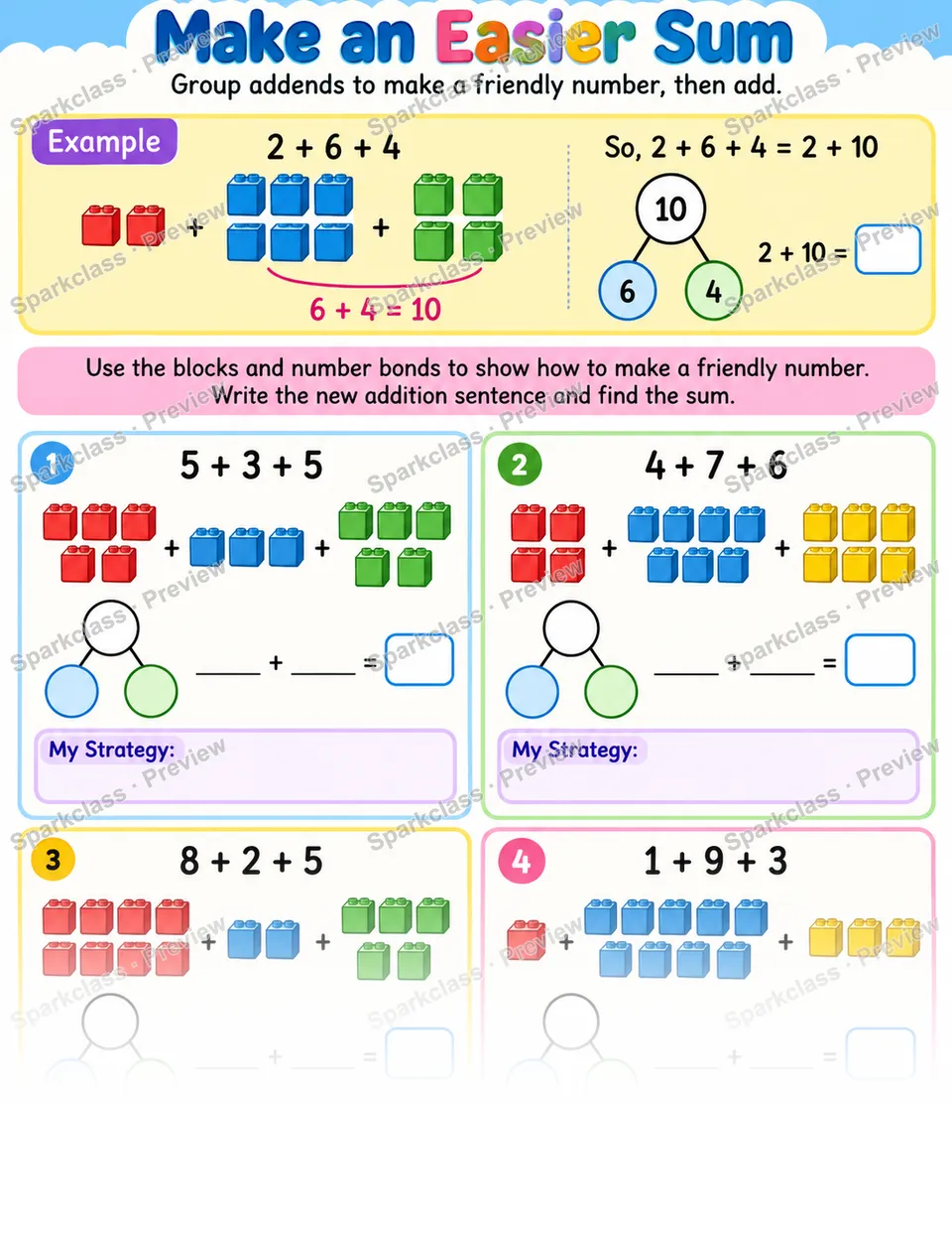 Grouping Associative Strategy — Grade 1 worksheet preview