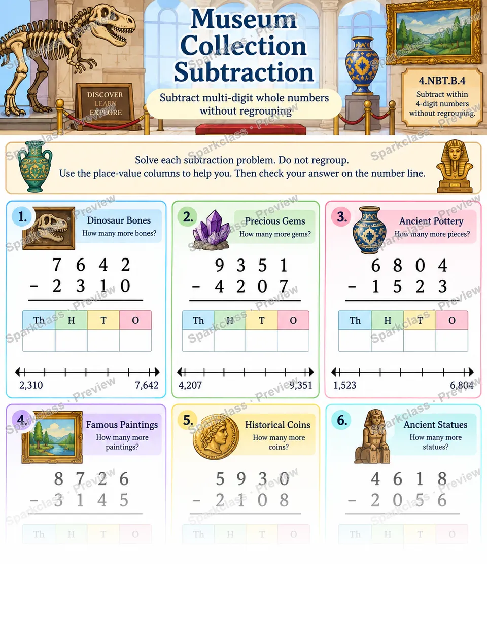 Subtract Multi-Digit Numbers Without Regrouping — Grade 4 worksheet preview