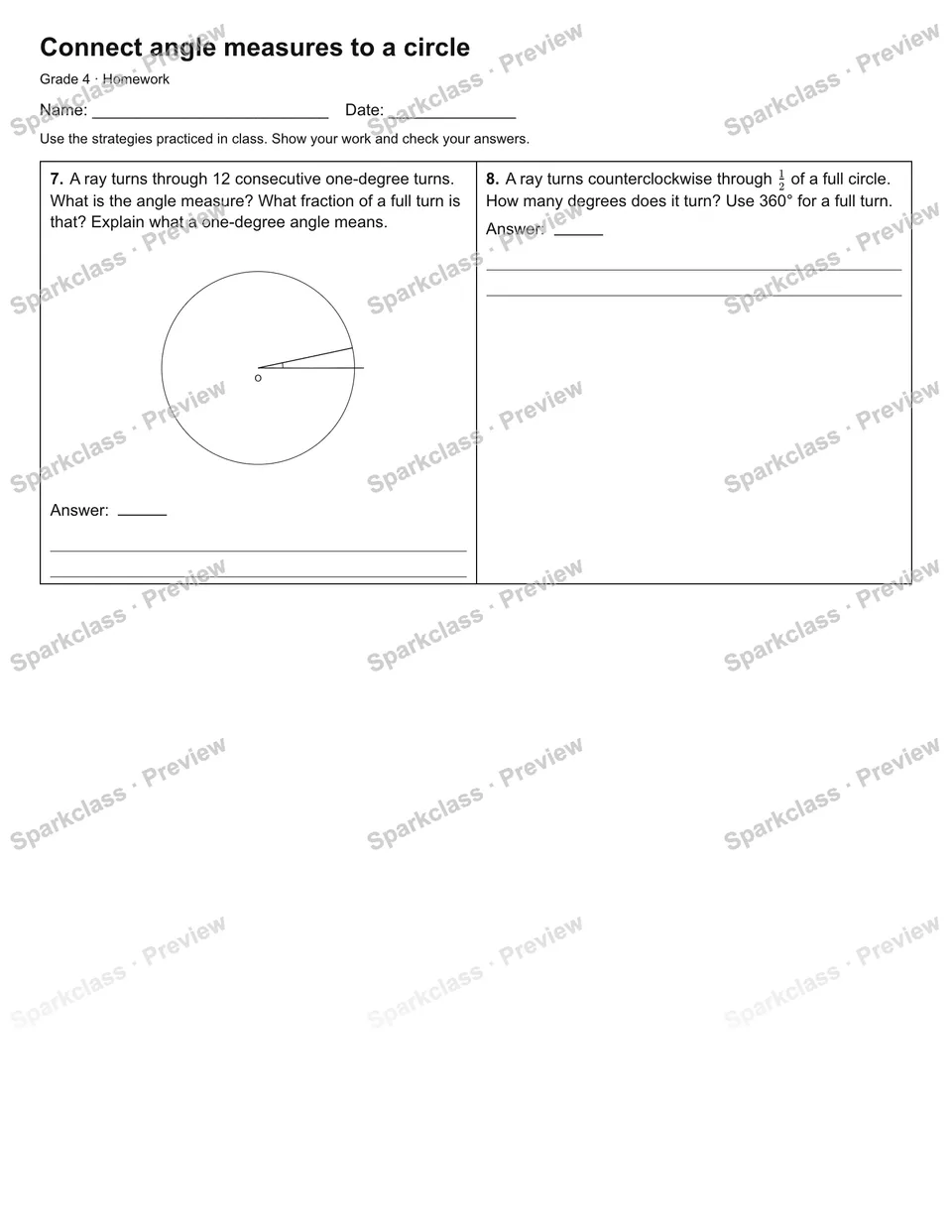 Connect angle measures to a circle — Homework — page 2