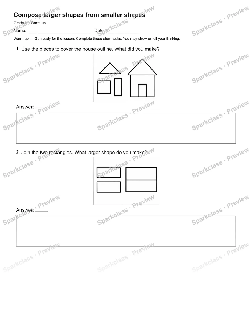 Compose larger shapes from smaller shapes — Warm-up — page 2