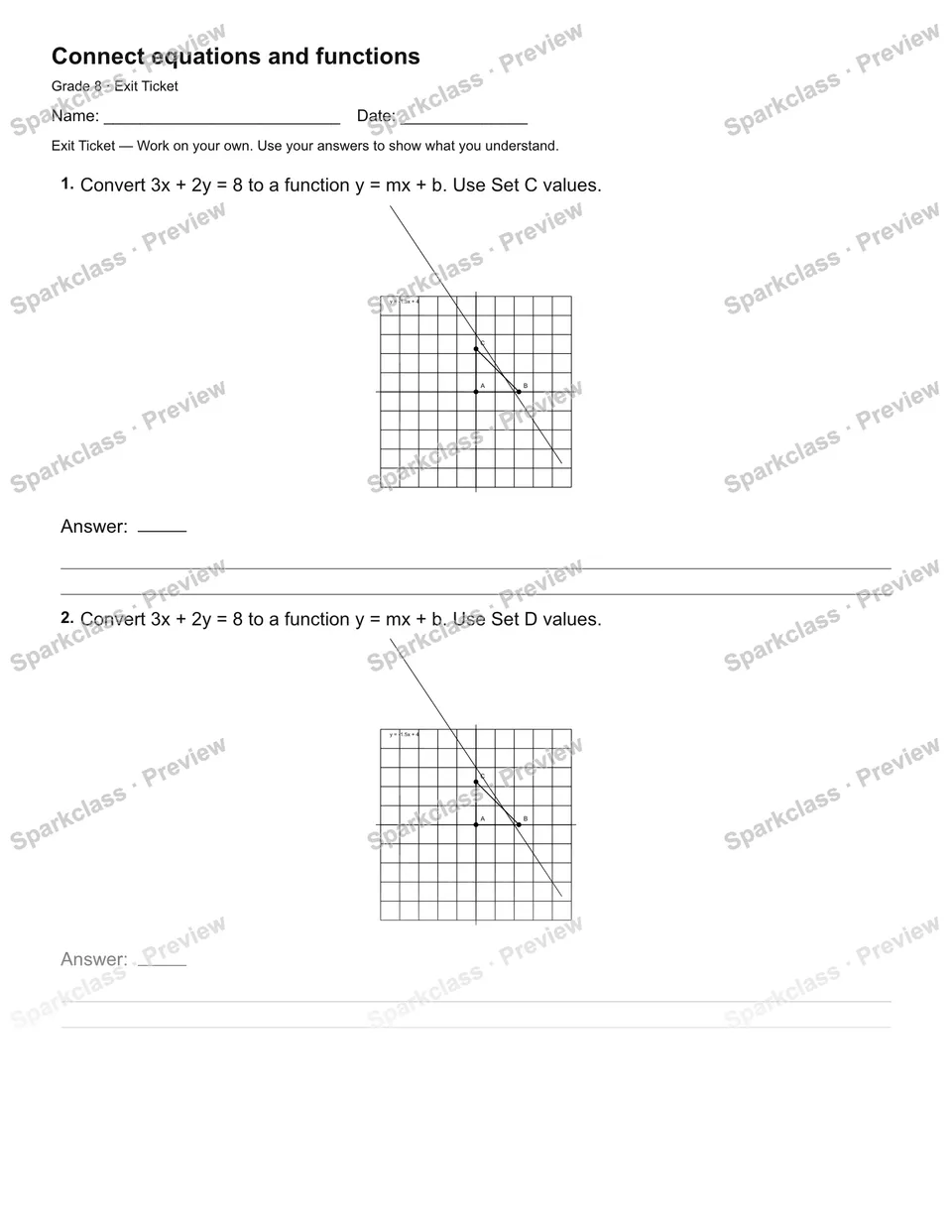 Connect equations and functions — Exit Ticket — page 2