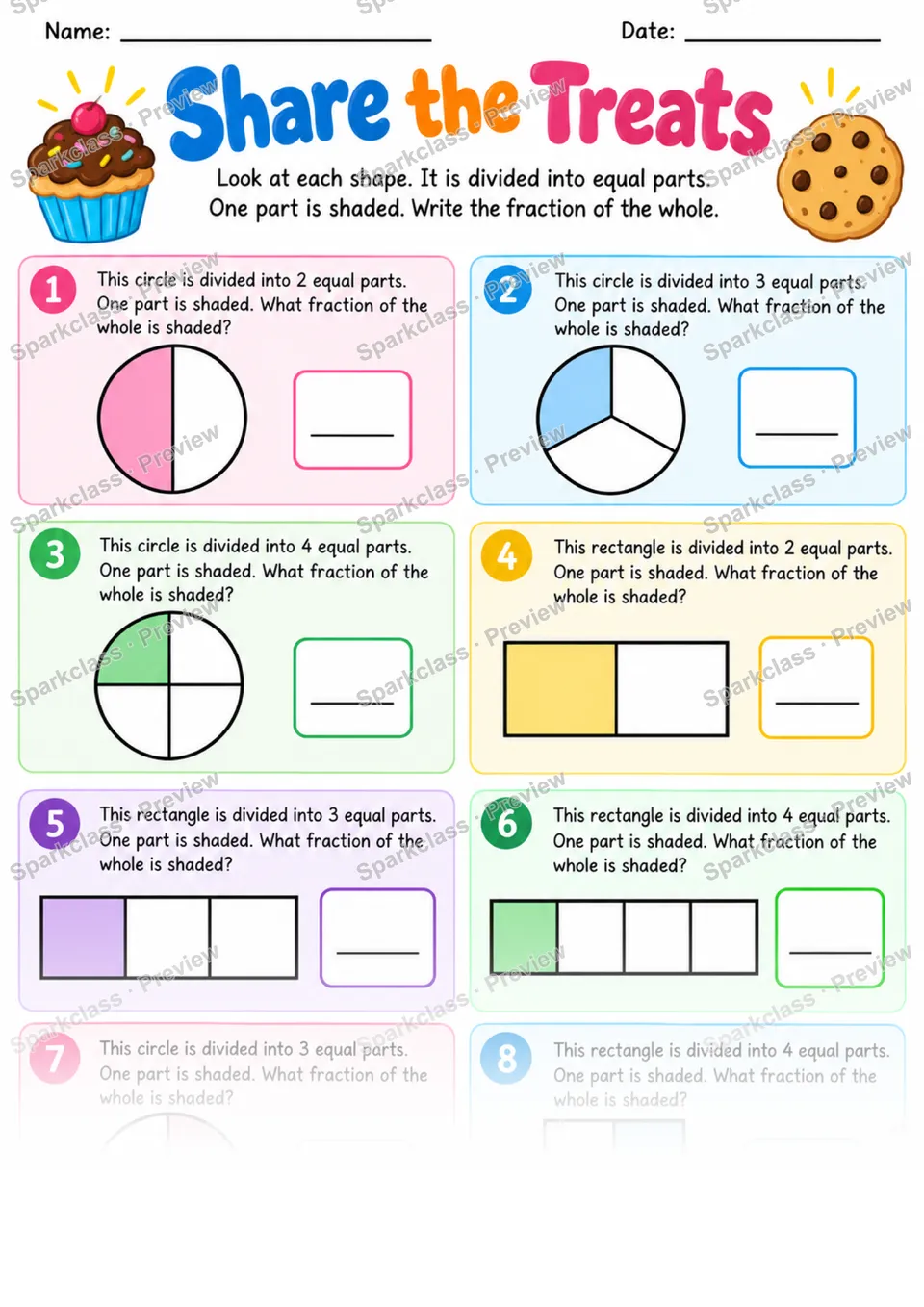 2.G.A.3 · Share The Treats — Grade 2 worksheet preview