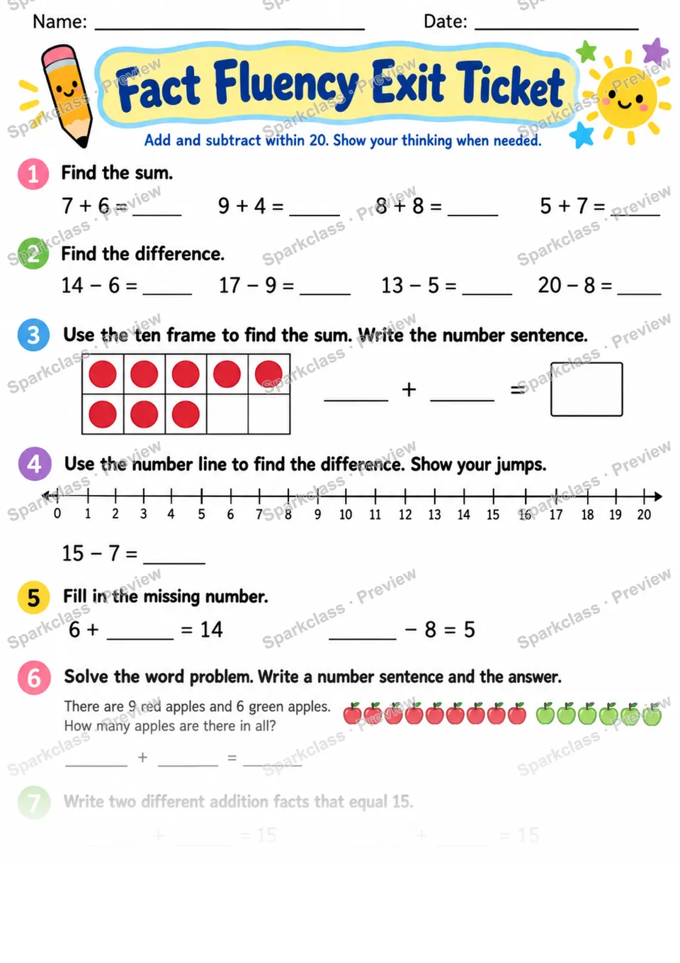 2.OA.B.2 · Fact Fluency Exit — Grade 2 worksheet preview