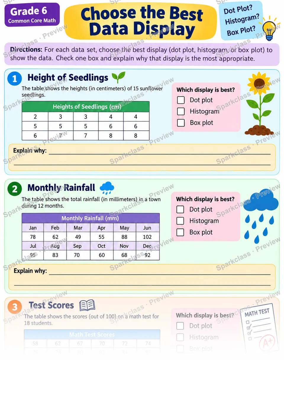 Choose Display — Grade 6 worksheet preview