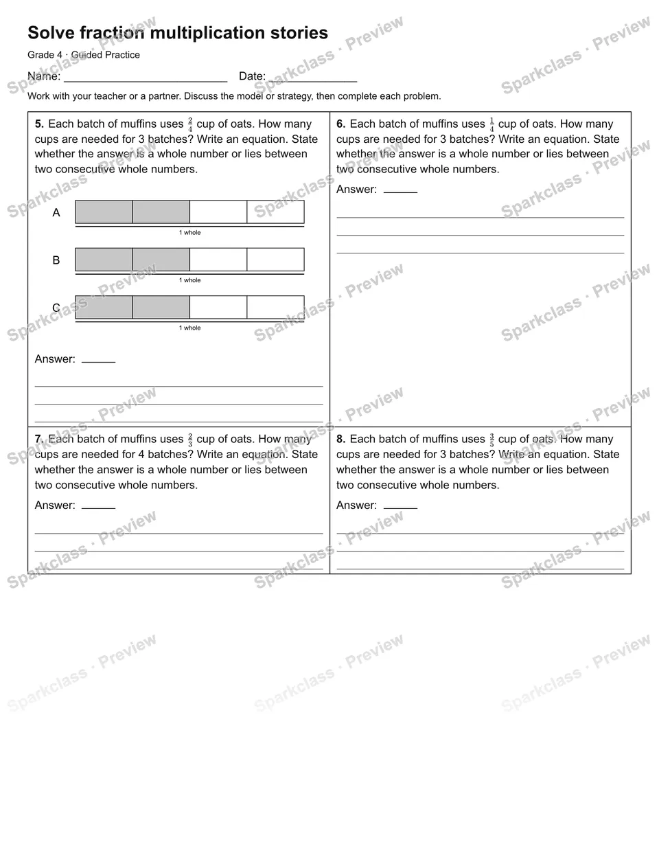 Solve fraction multiplication stories — Guided Practice — page 2