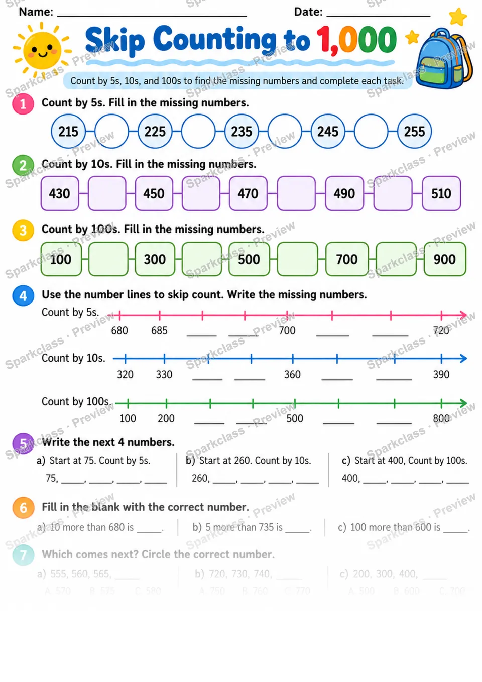 2.NBT.A.2 · Skip Count — Grade 2 worksheet preview