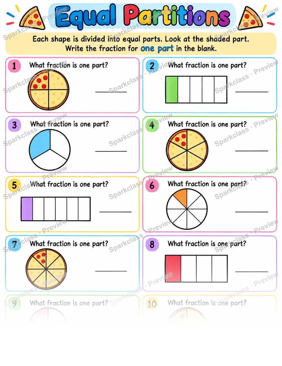 Equal Partitions — Grade 3 worksheet preview