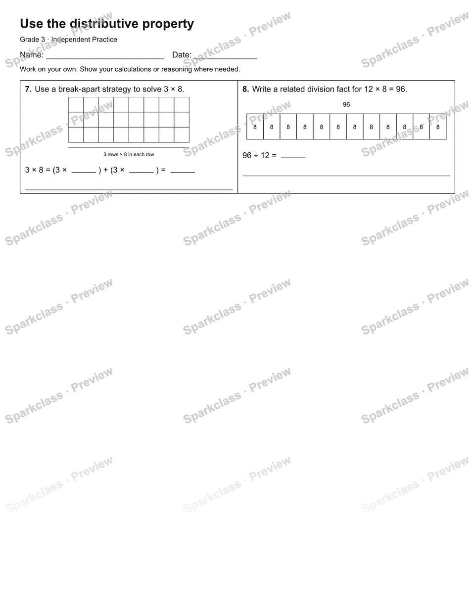 Use the distributive property — Independent Practice — page 2
