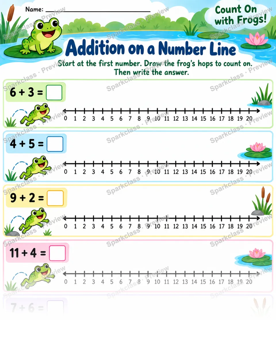 Number Line Count On — Grade 1 worksheet preview