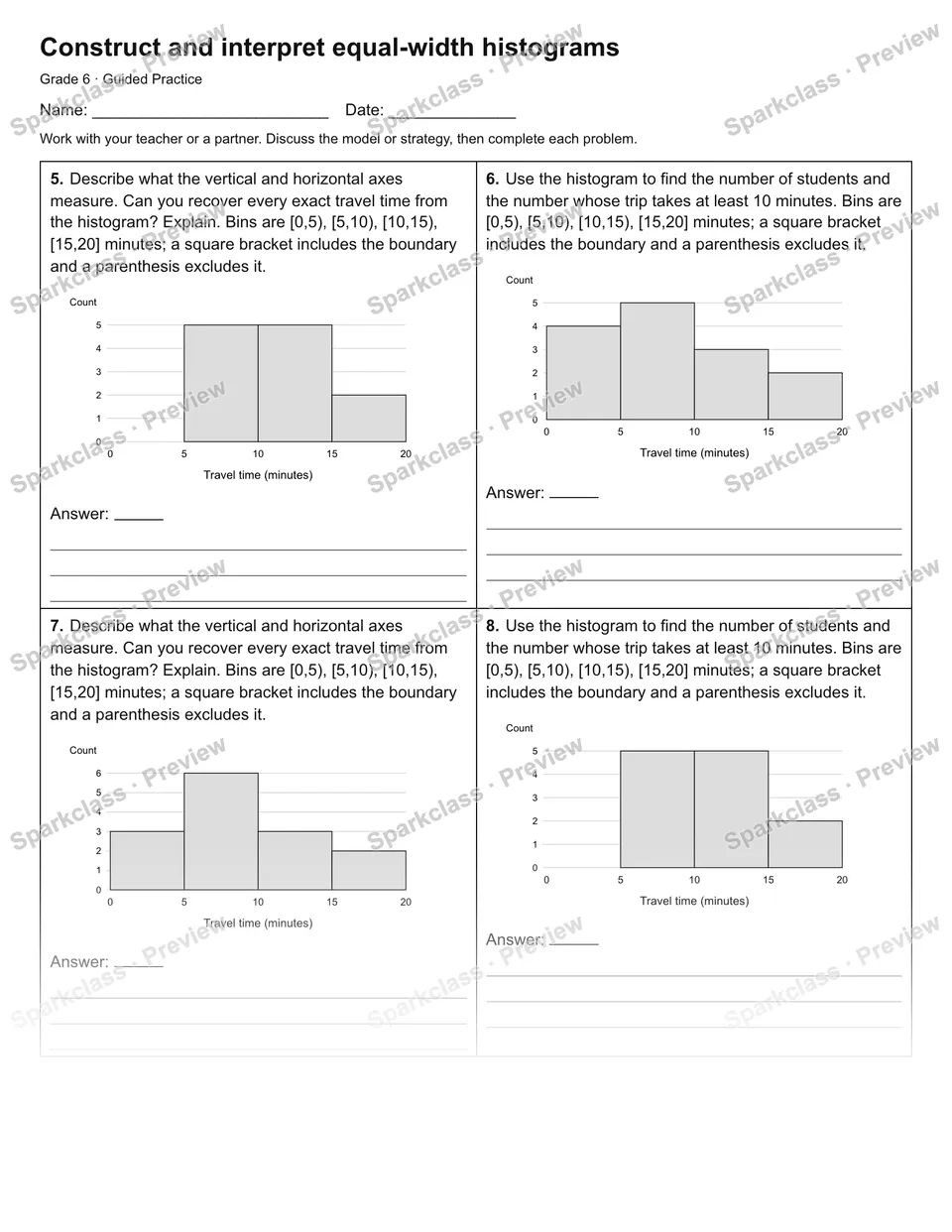 Construct and interpret equal-width histograms — Guided Practice — page 2