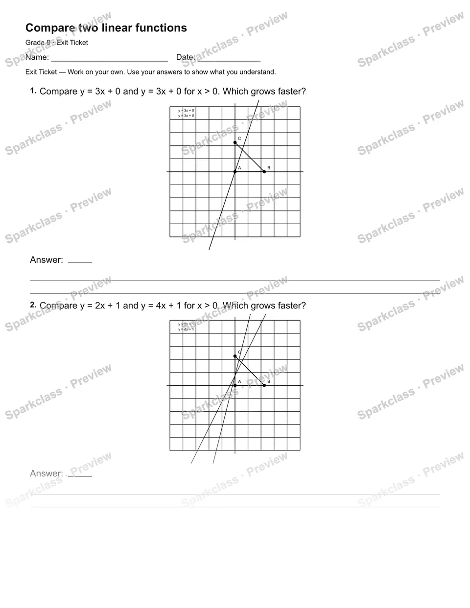 Compare two linear functions — Exit Ticket — page 2