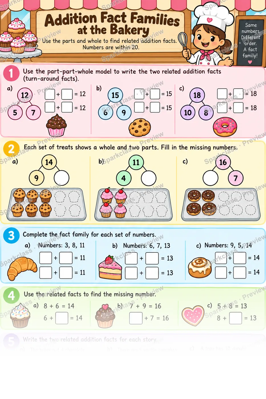 Fact Family Strategy — Grade 1 worksheet preview