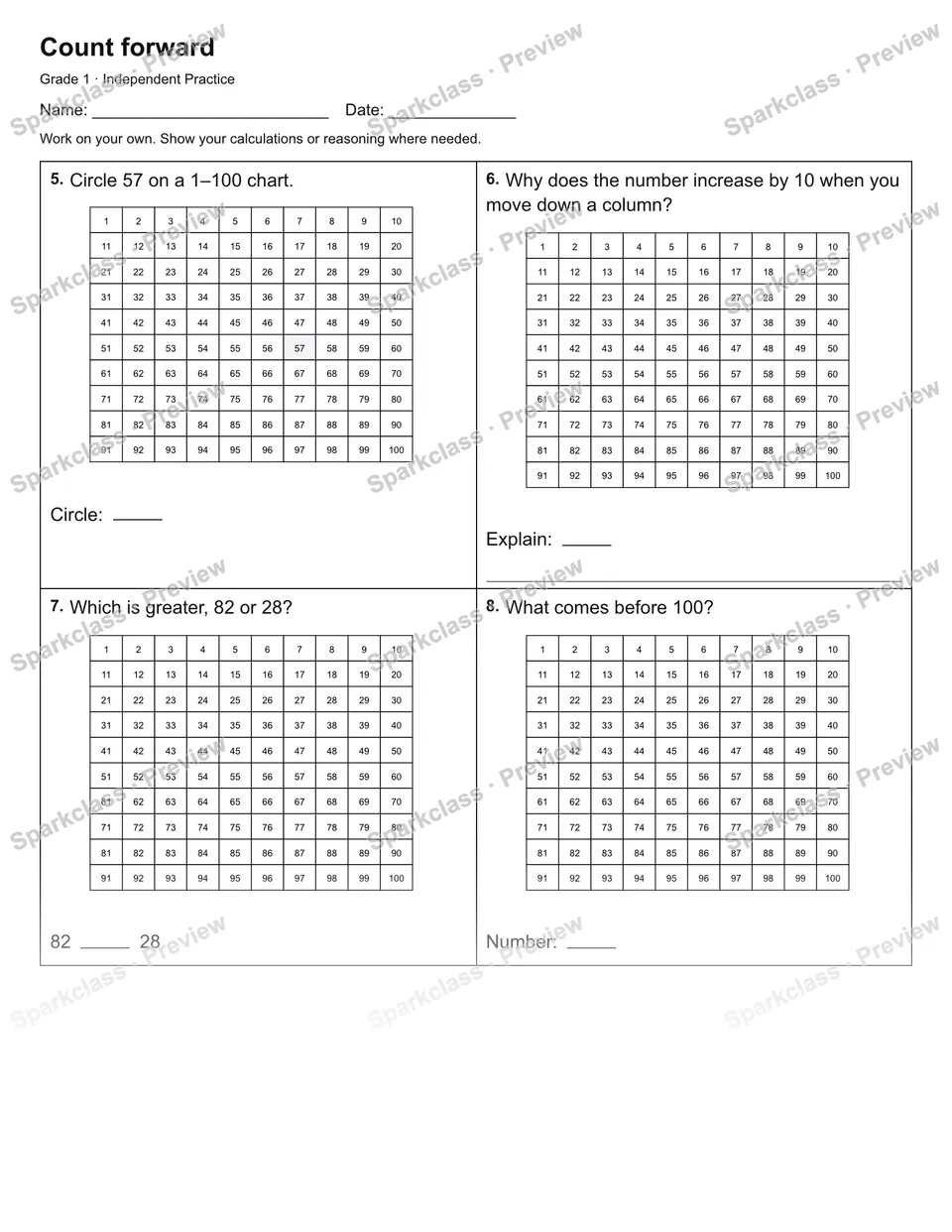 Count forward — Independent Practice — page 2