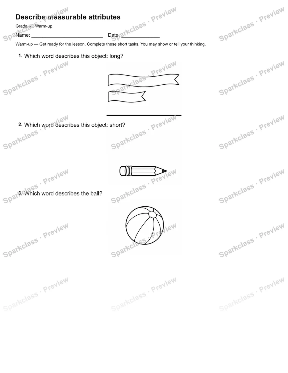 Describe measurable attributes — Warm-up — page 2