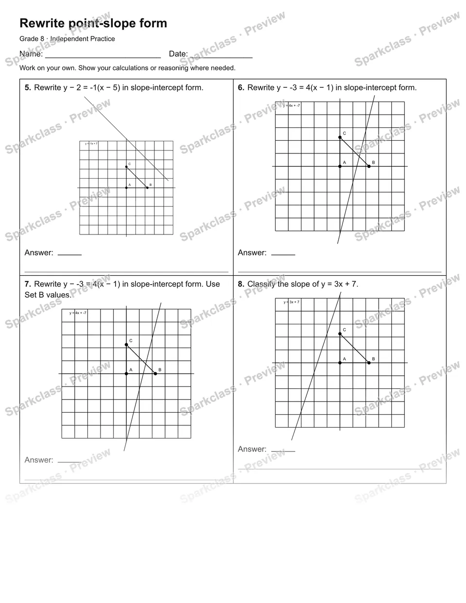 Rewrite point-slope form — Independent Practice — page 2