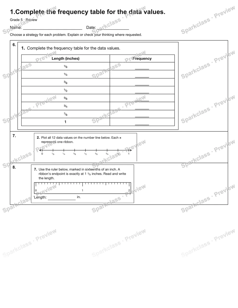 1.Complete the frequency table for the data values. — Review — page 2