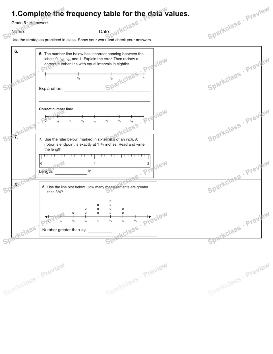 1.Complete the frequency table for the data values. — Homework — page 2