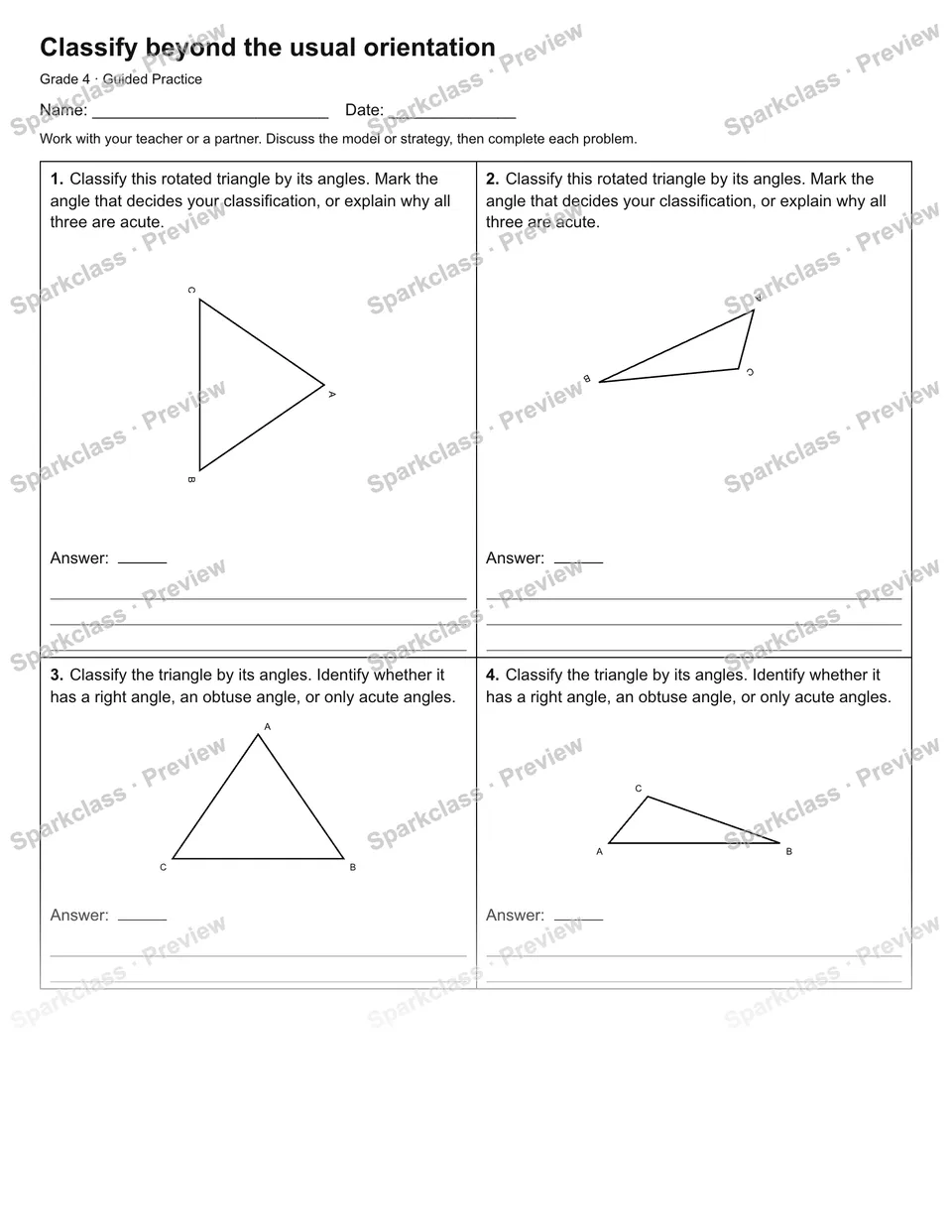 Classify beyond the usual orientation — Guided Practice — Grade 4 worksheet preview