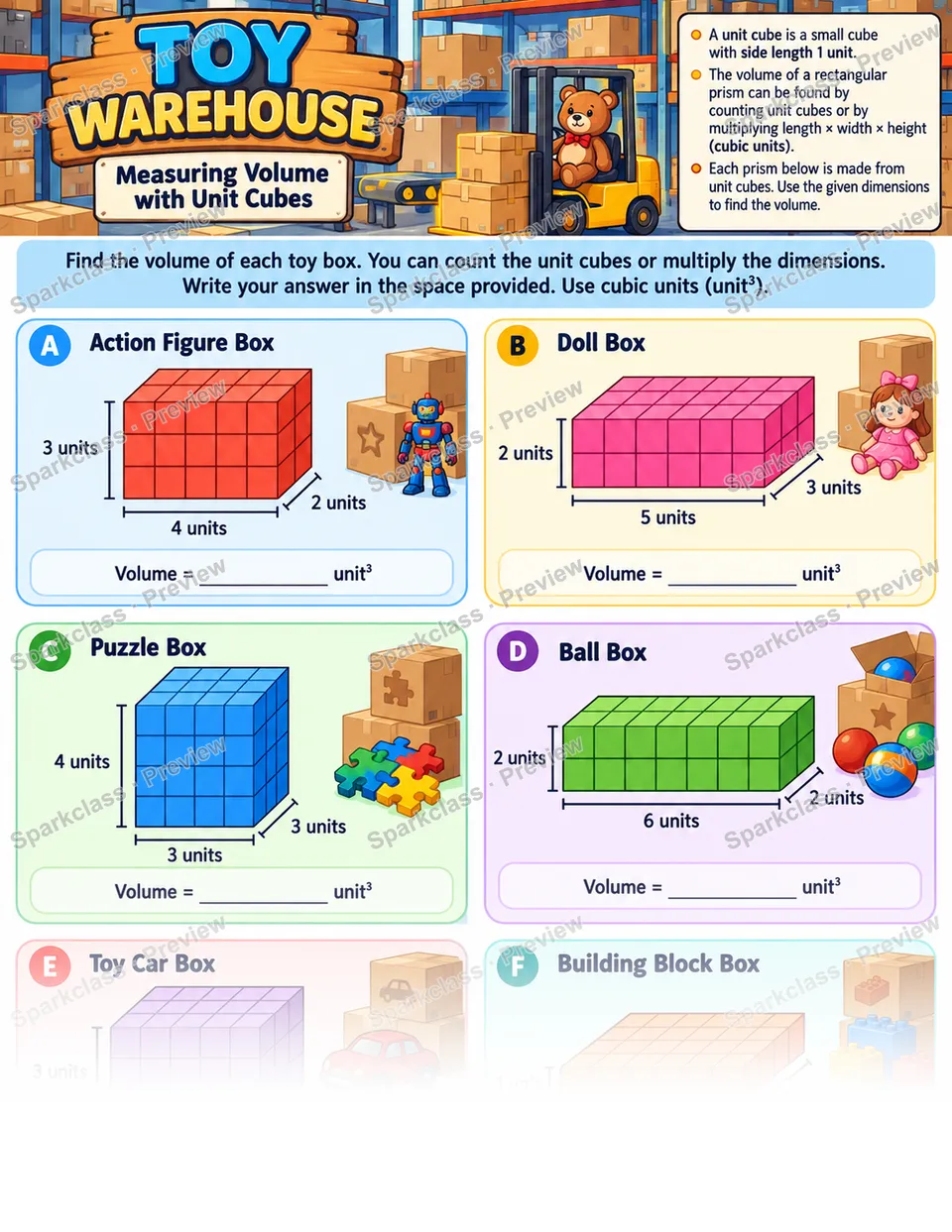 Count Unit Cubes — Grade 5 worksheet preview