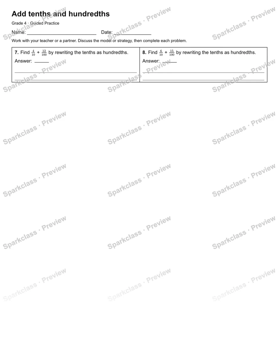 Add tenths and hundredths — Guided Practice — page 2