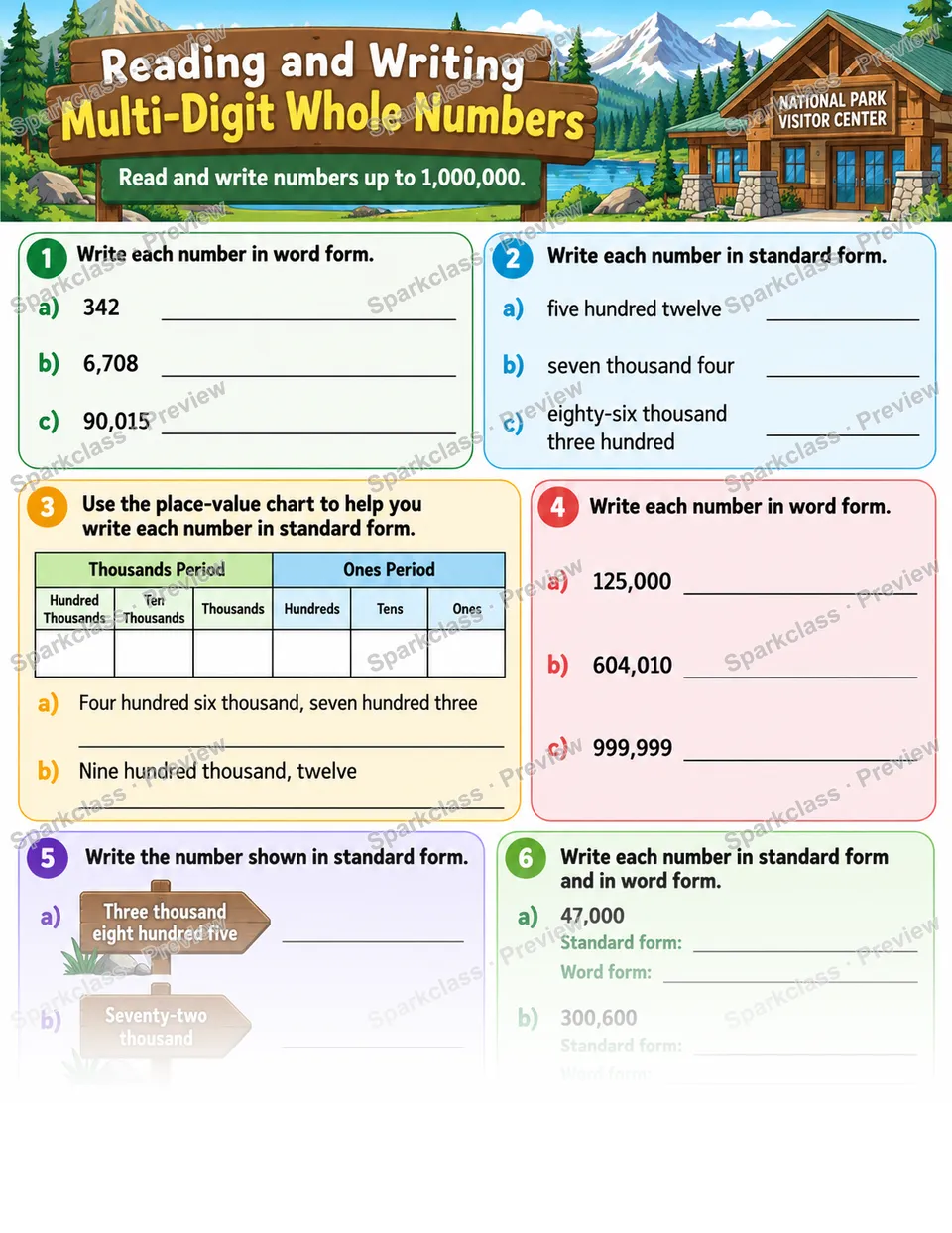 Read and Write Multi-Digit Numbers — Grade 4 worksheet preview