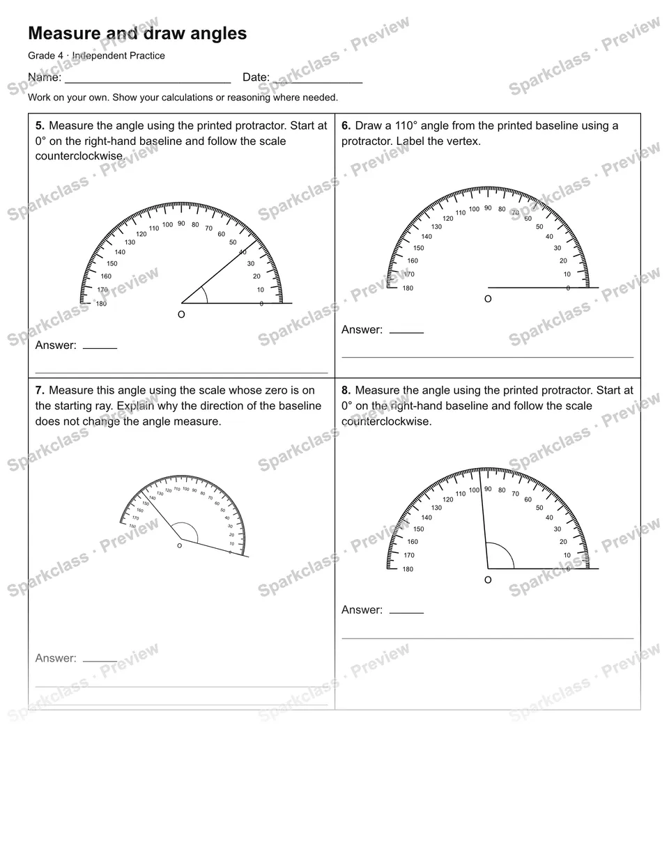 Measure and draw angles — Independent Practice — page 2