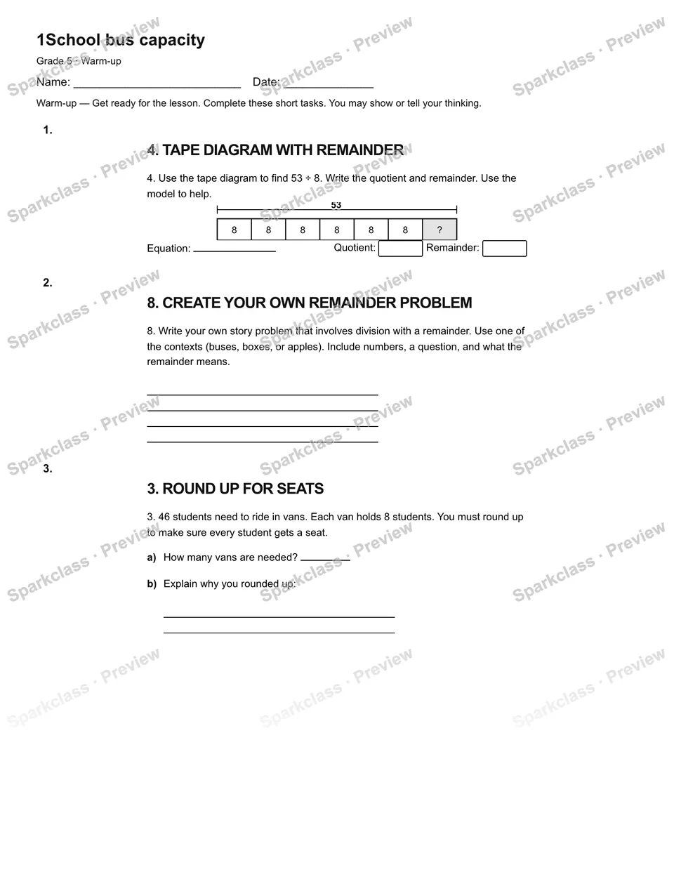 1School bus capacity — Warm-up — page 2