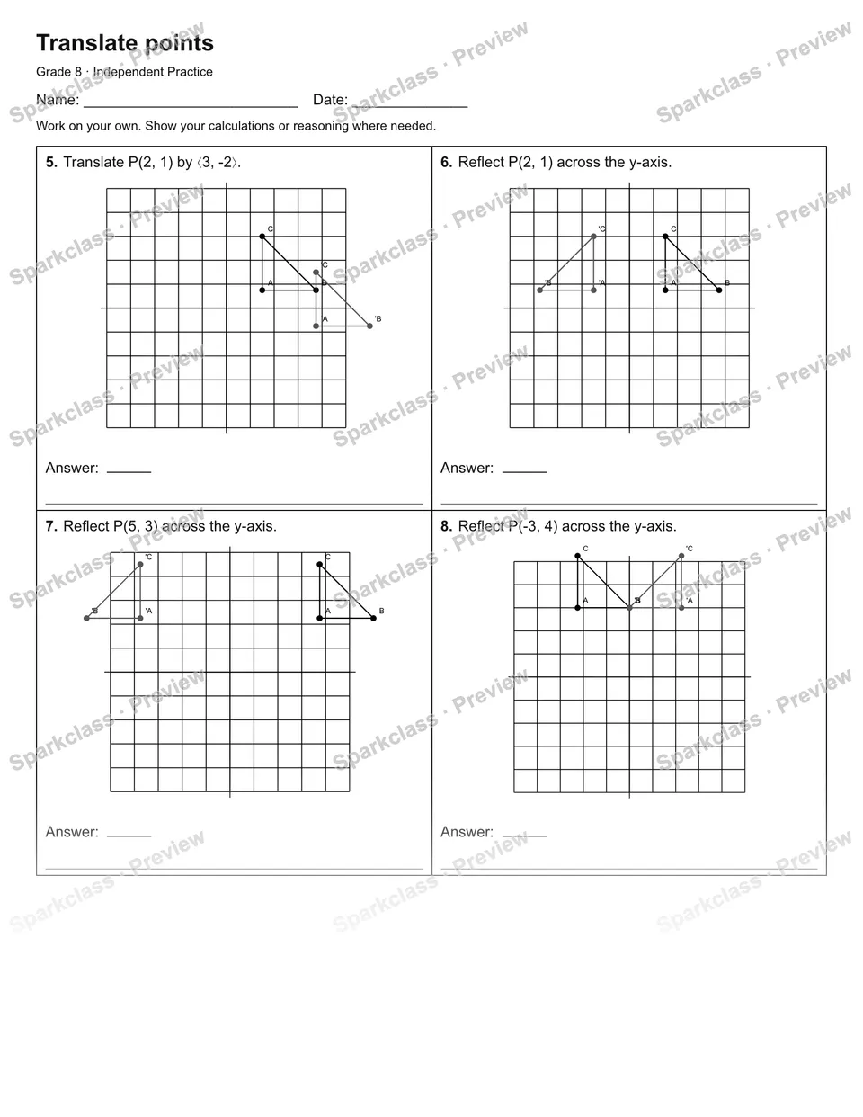 Translate points — Independent Practice — page 2