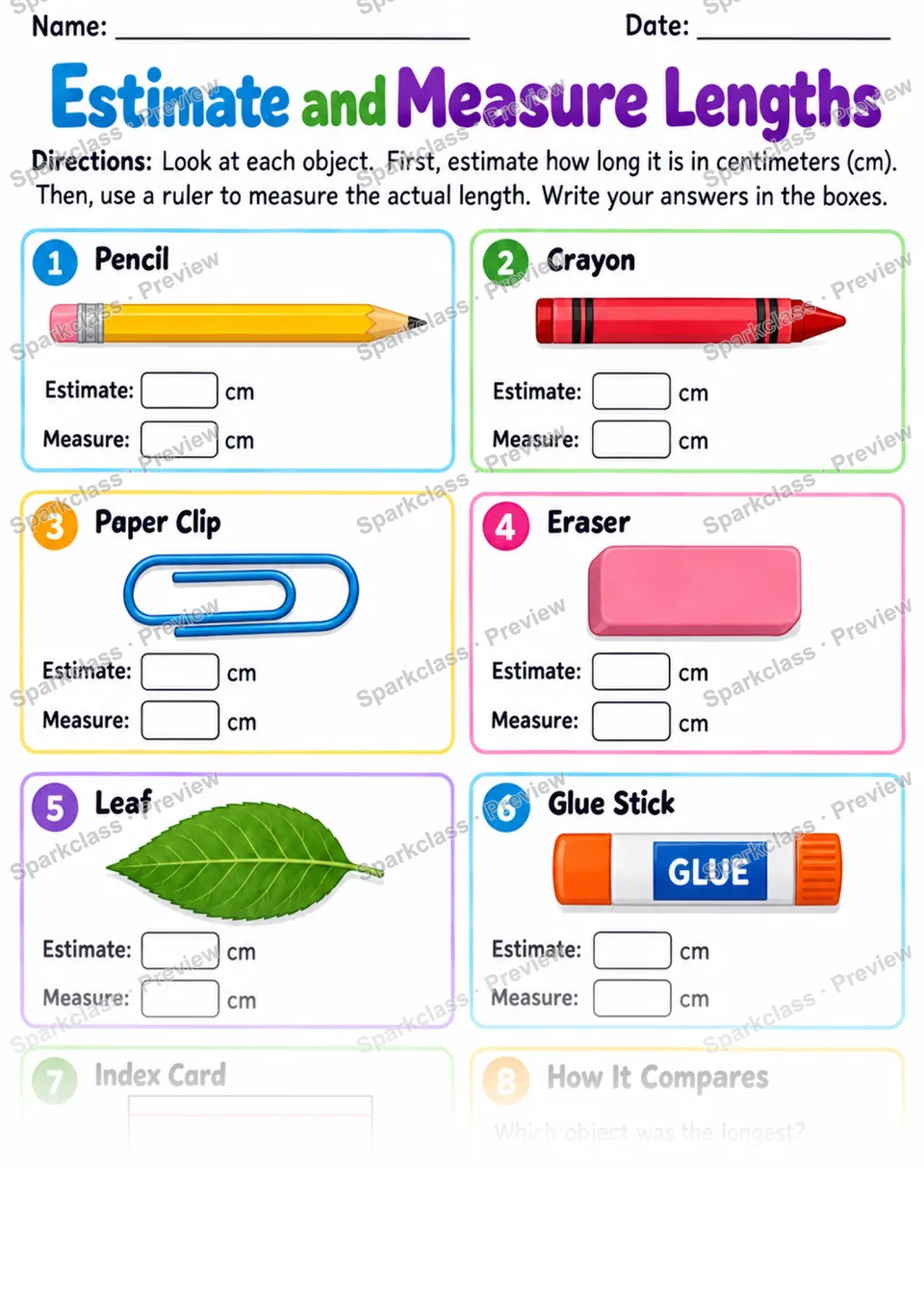 2.MD.A.3 · Estimate Lengths Warmup — Grade 2 worksheet preview
