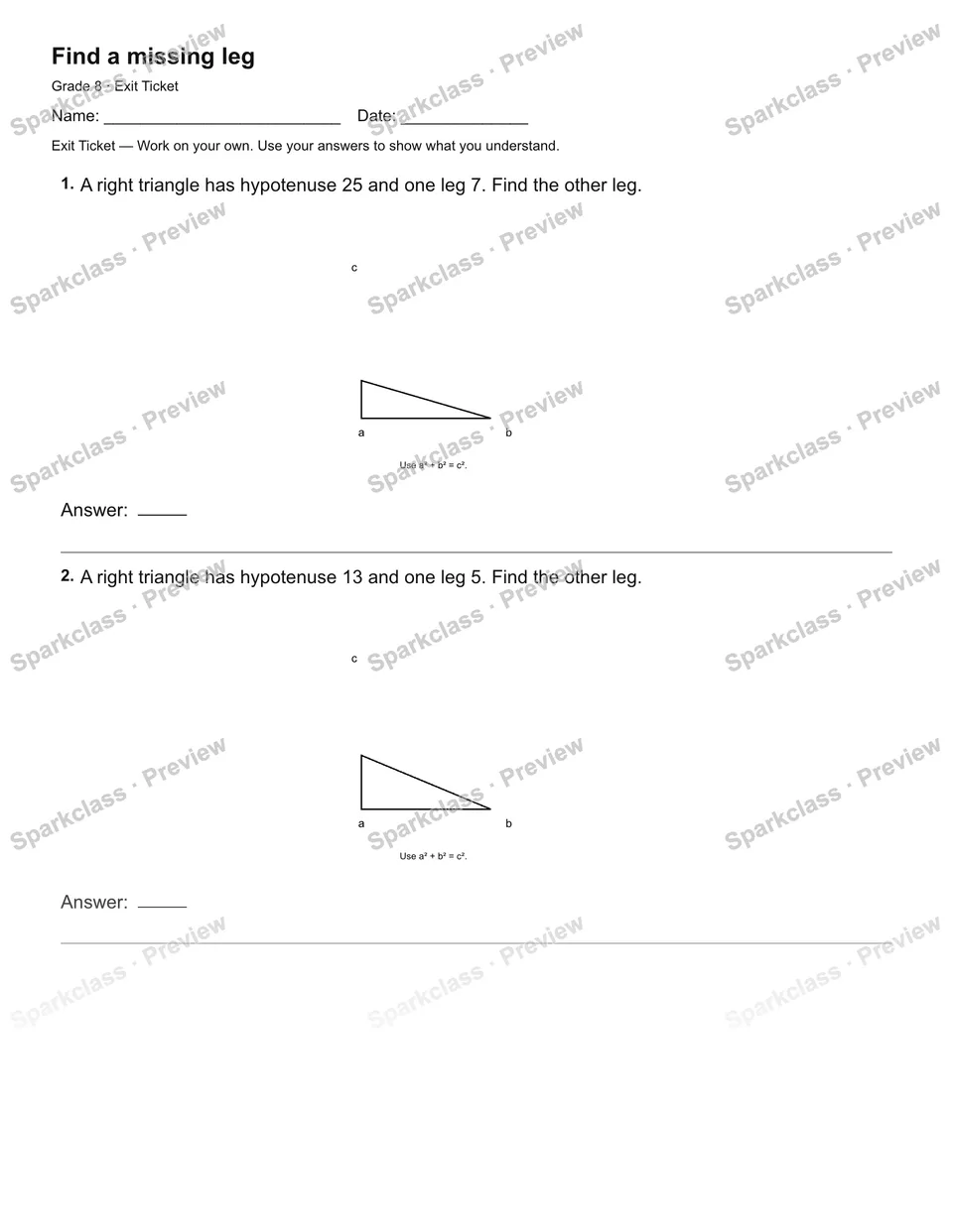 Find a missing leg — Exit Ticket — page 2