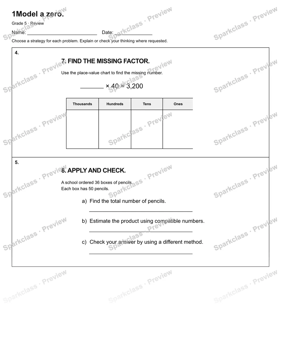 1Model a zero. — Review — page 2