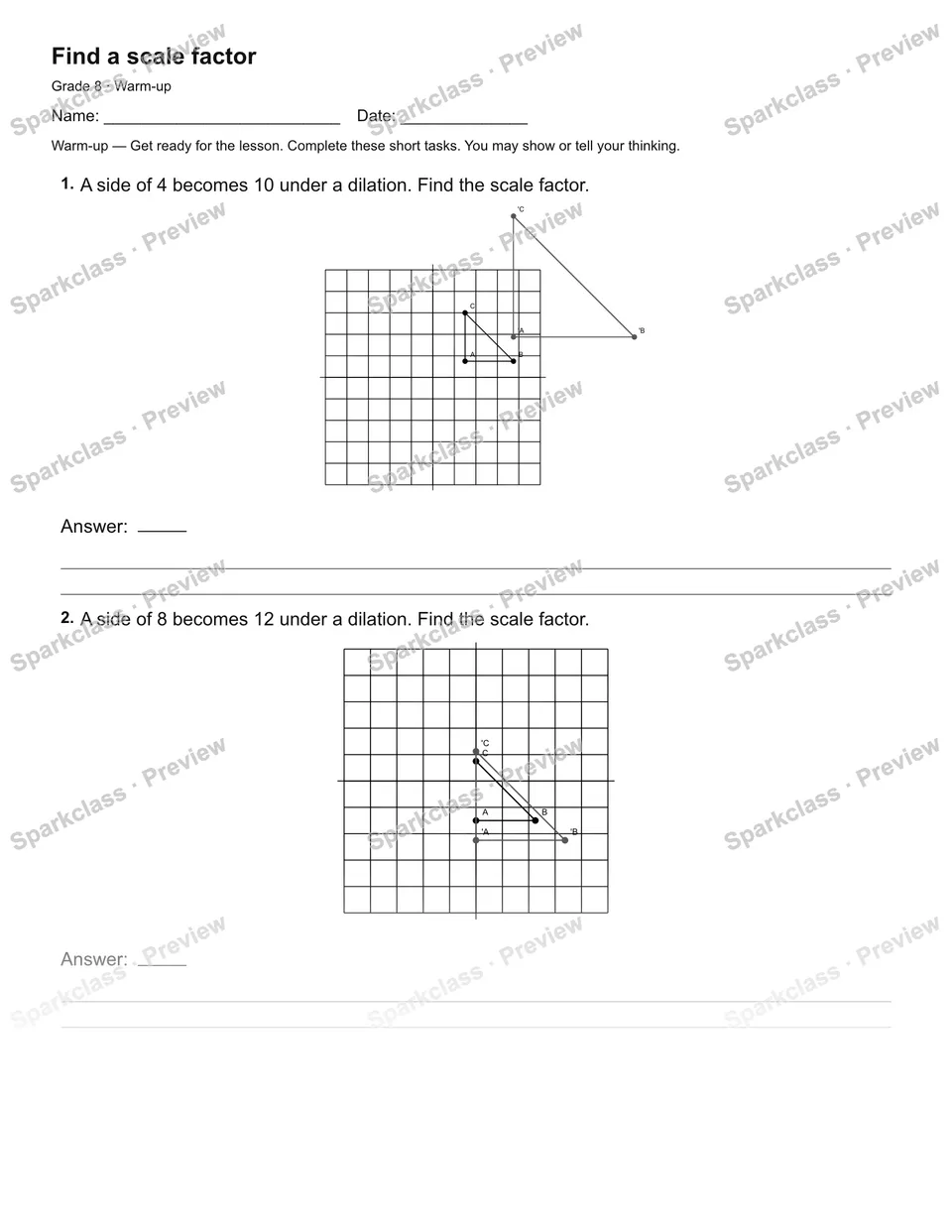 Find a scale factor — Warm-up — page 2