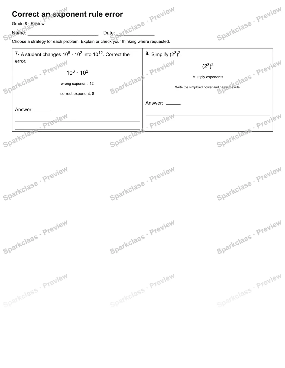 Correct an exponent rule error — Review — page 2