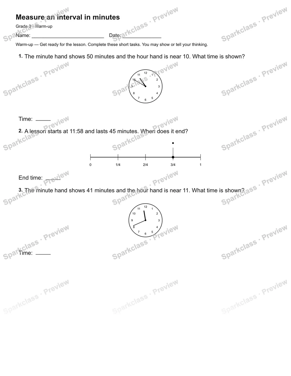 Measure an interval in minutes — Warm-up — page 2