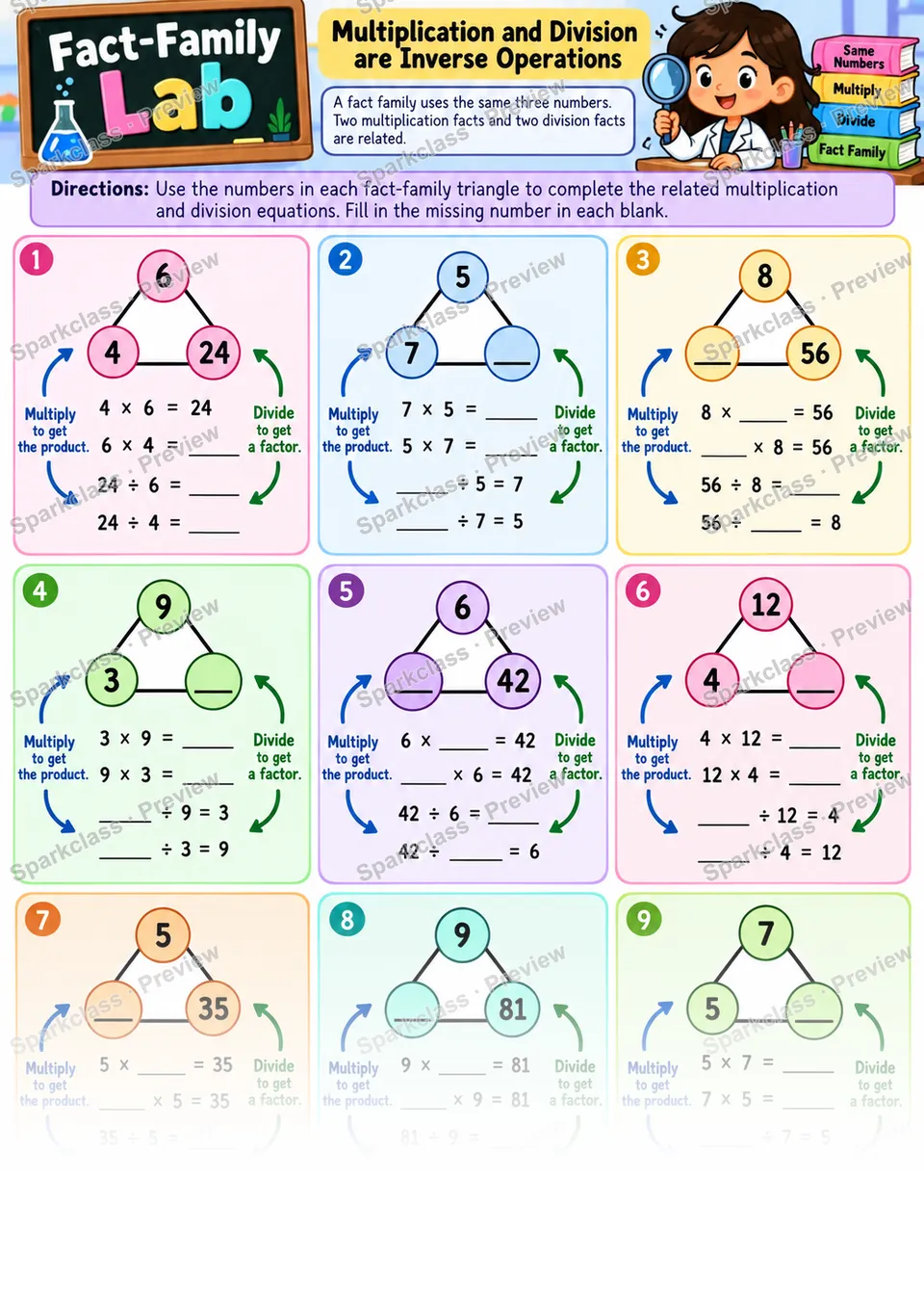 Relate Multiplication and Division — Grade 4 worksheet preview