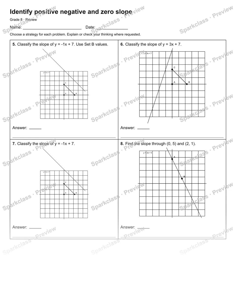 Identify positive negative and zero slope — Review — page 2