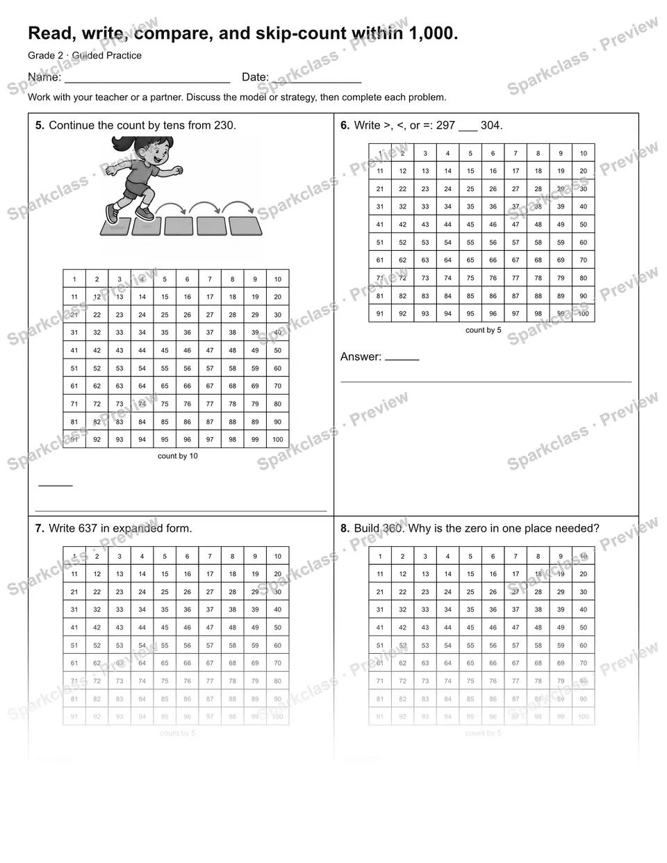 Read, write, compare, and skip-count within 1,000. — Guided Practice — page 2